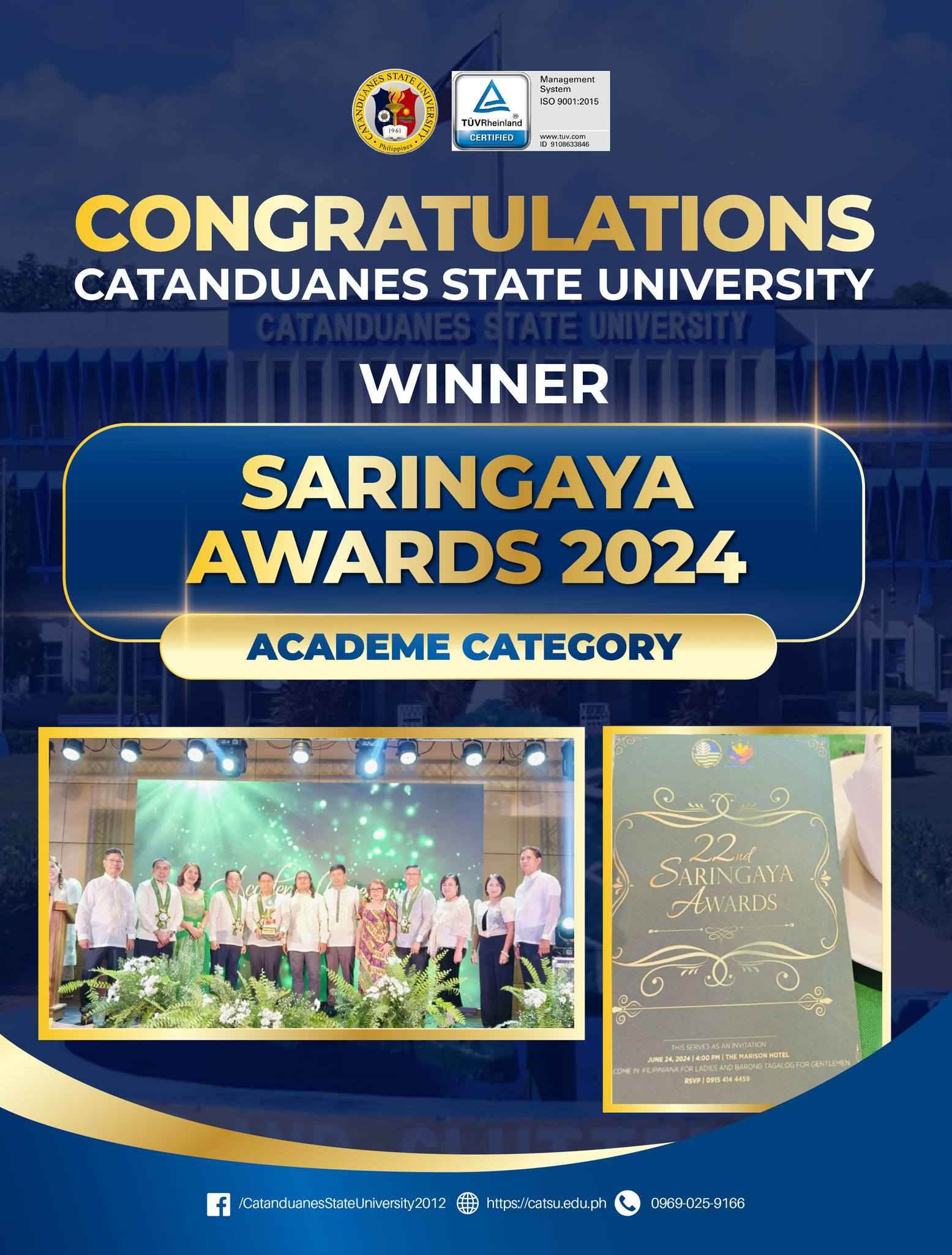 CatSU wins Saringaya Awards 2024 in Academe